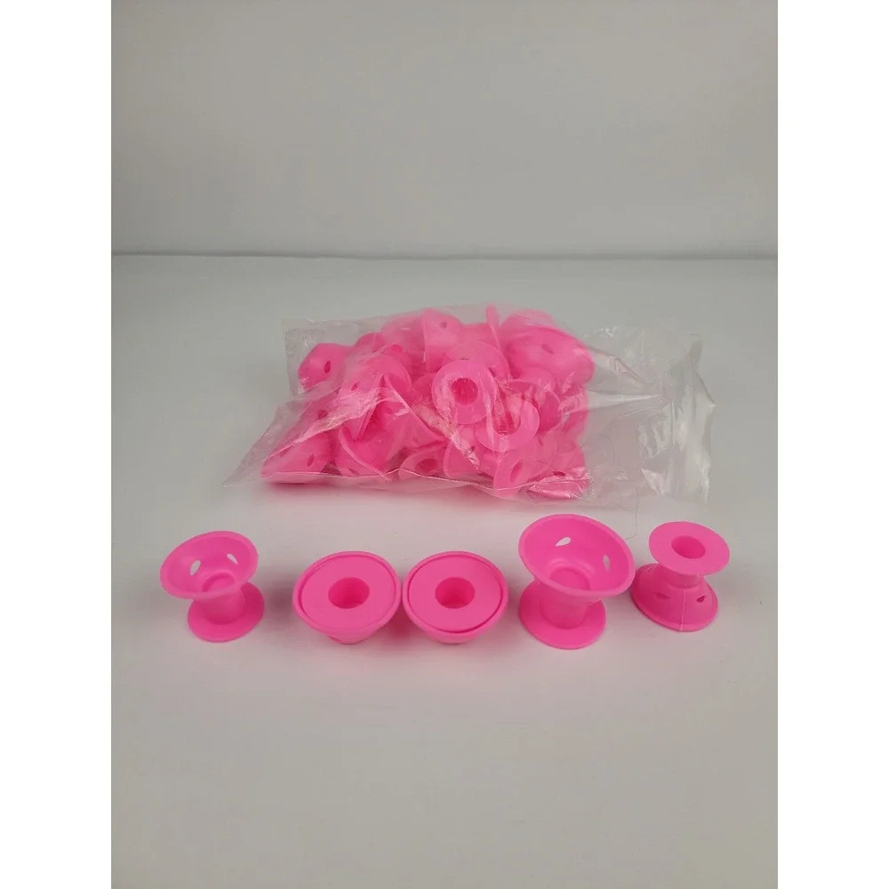 Pink Silicone Heatless Hair Curlers Mushroom Soft Rollers Bulk Set DIY Styling